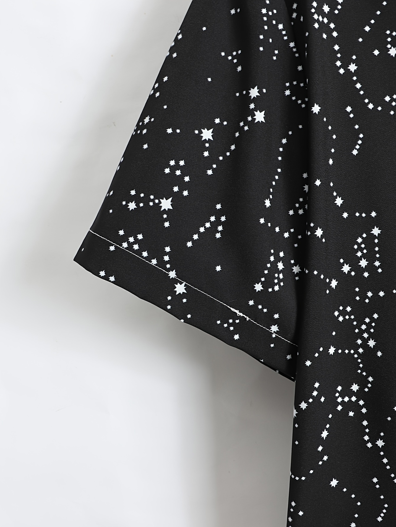 constellation style pattern mens casual short sleeve button up shirt summer holiday details 3