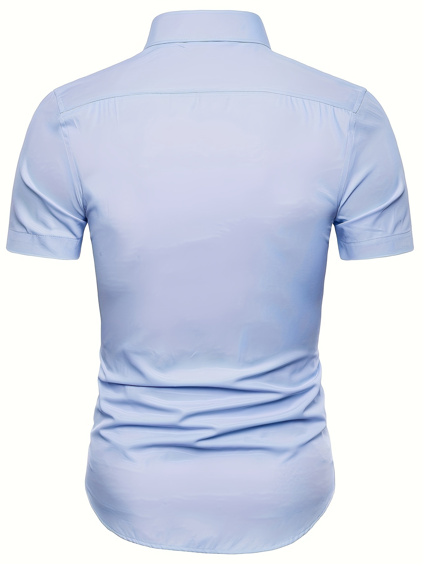 solid slim fit mens cotton blend short sleeve button down shirt summer outdoor fitness workout details 1