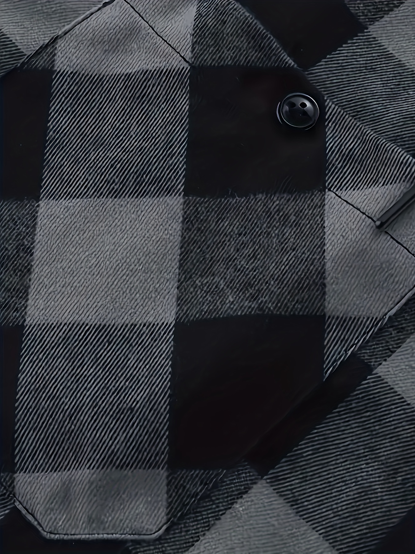 plaid pattern mens long sleeve hooded shirt jacket with chest pocket mens casual fall winter outwear details 3