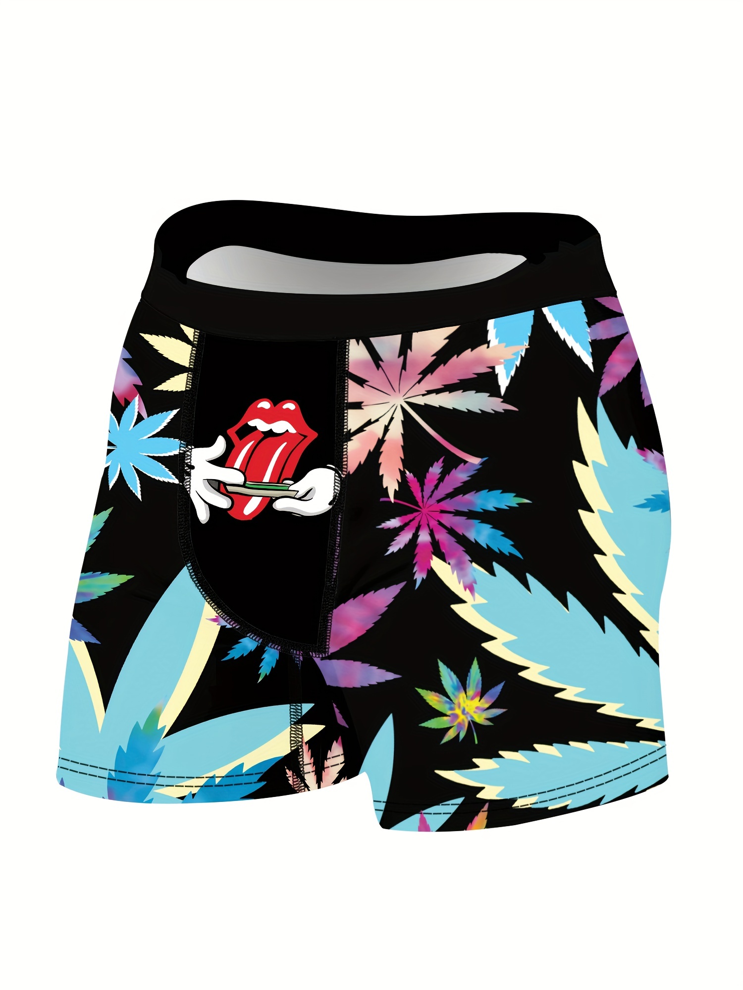 leaf bottom tongue pattern briefs for men high stretch comfy underwear details 4